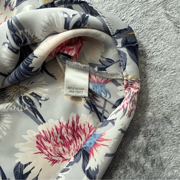 LC Lauren Conrad Large Floral Tie-Neck Cap Sleeve Top - White, Pink & Navy - Picture 4 of 10